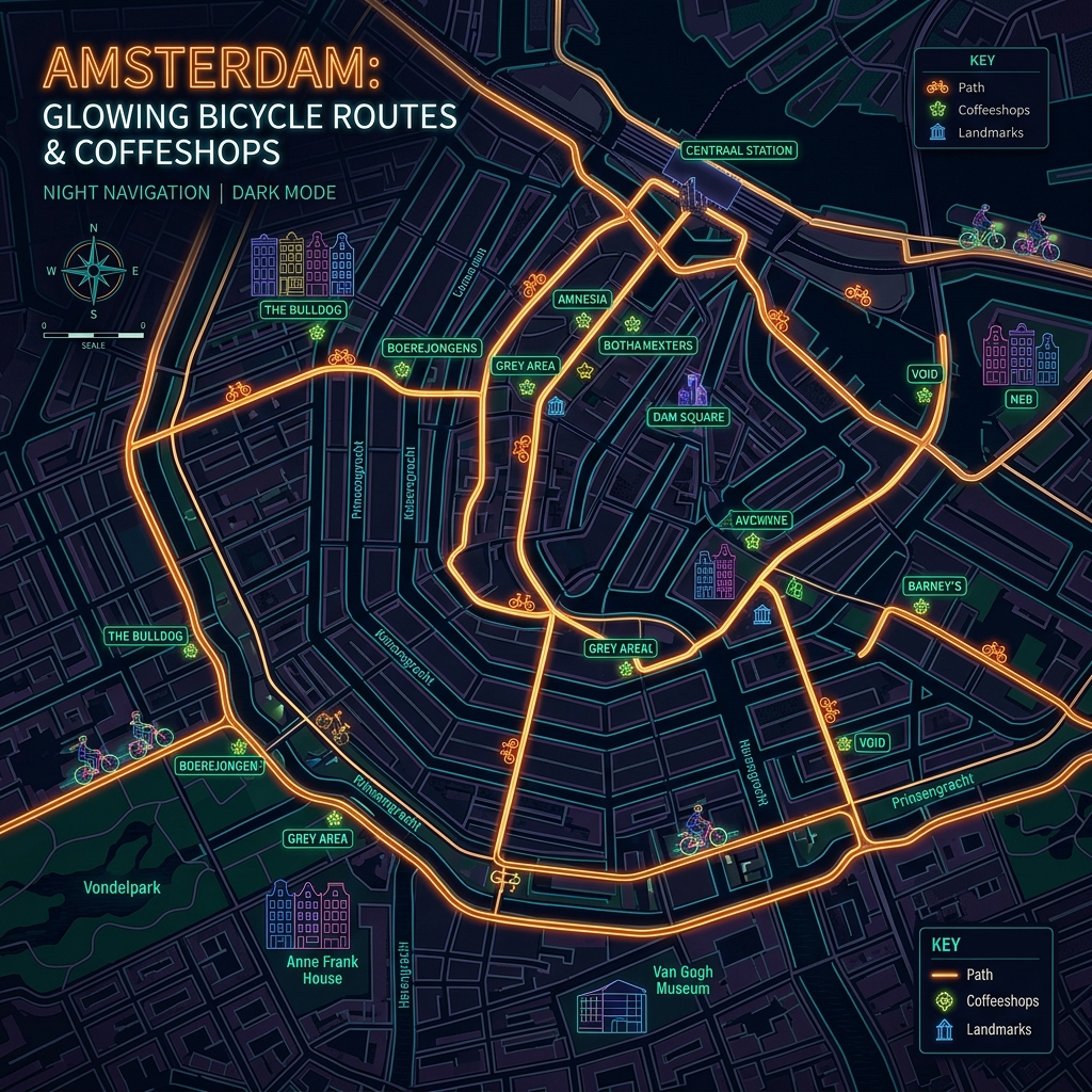 Dam Explorer: The Ultimate Amsterdam Coffeeshop Cycling Route
